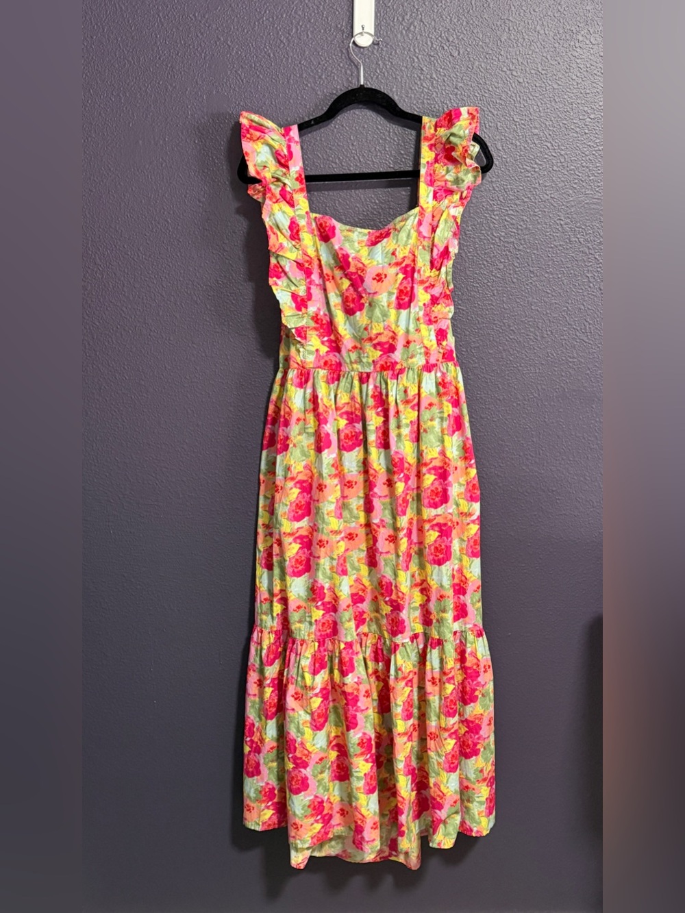 Peyton and Parker Ruffled Square neck Cutout Tie Back Floral Maxi Dress NWT